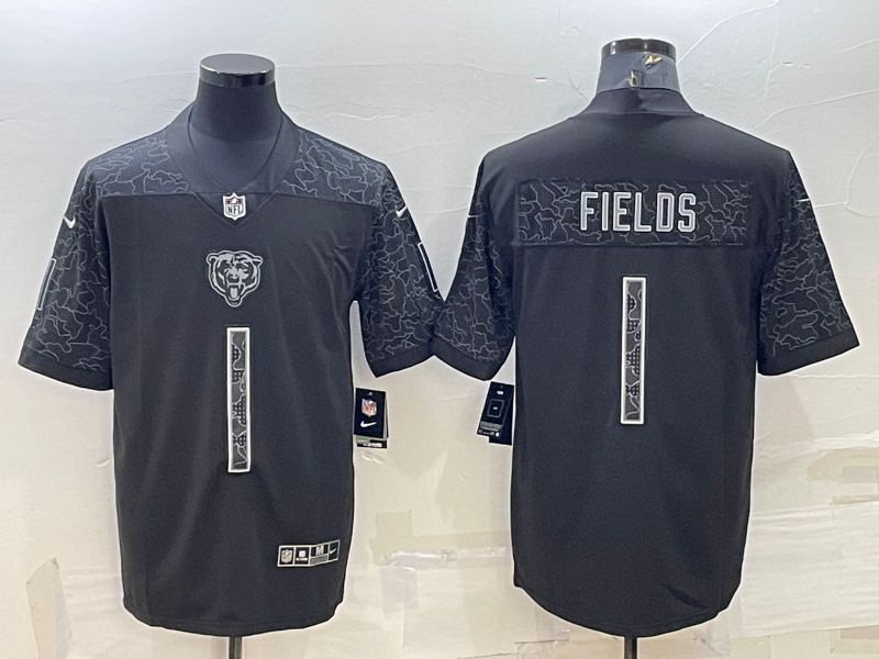 Men Chicago Bears #1 Fields Black Reflector 2022 Nike Limited NFL Jersey->los angeles rams->NFL Jersey